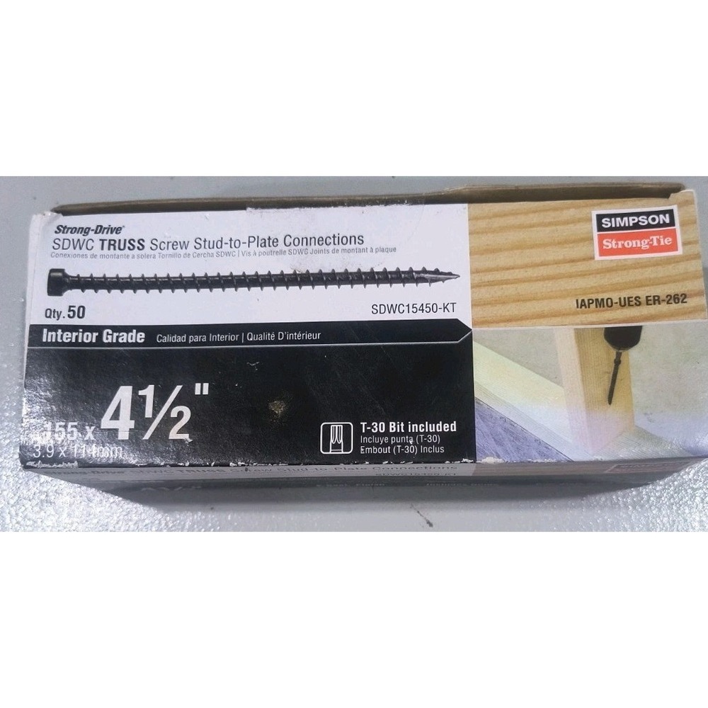 NEW Box of 50 Simpson Strong-Tie SDWC15450 KT 4 1/2" Truss Screws 50 Total